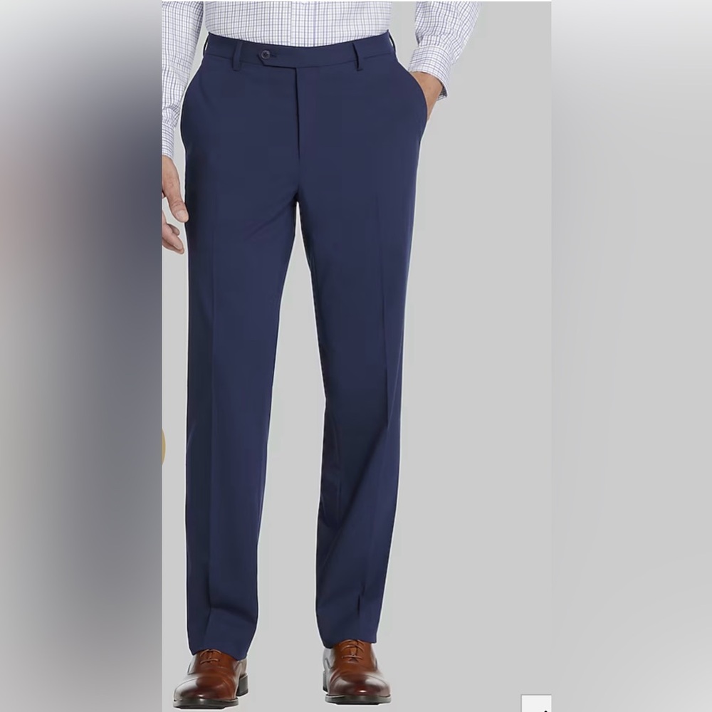 Saddlebred men size 42/30 flat front stretch waist pants navy‎ blue